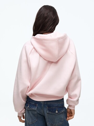 Bershka Sweat jacket in Pink: back