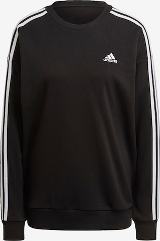 ADIDAS SPORTSWEAR Спортен суитшърт с качулка 'Essentials Studio Lounge 3-Stripes' в черно: отпред