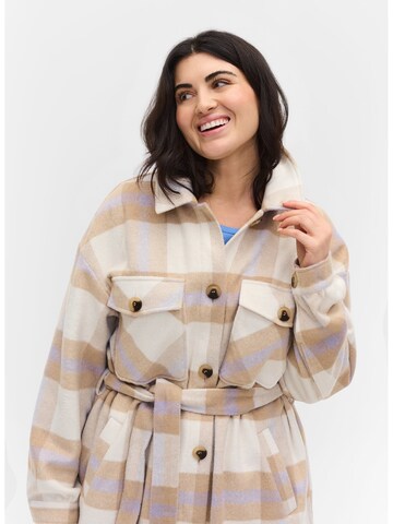 Zizzi Hemdjacke 'Sandie' in Beige