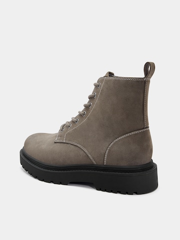Pull&Bear Lace-Up Boots in Grey
