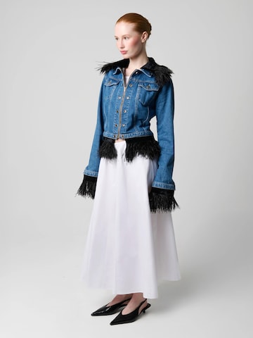 Fenice Übergangsjacke 'DenimFeatherChic'‌‌‌‌‌‌‌‌ in Schwarz