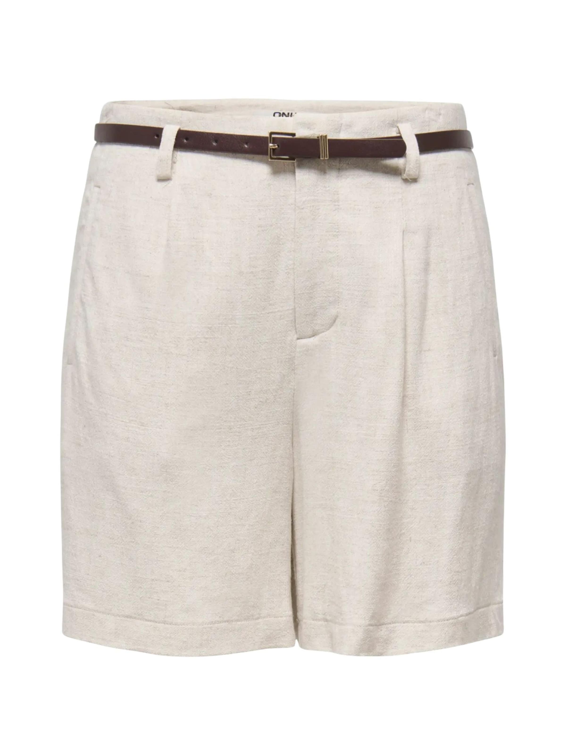 regular Pantaloni 'ONLY ONLSIESTA HW BELT LIN BL SHORT PNT NOOS SHORT' di ONLY in beige: frontale