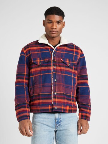 zils LEVI'S ® Starpsezonu jaka 'Plaid Vintage Fit Sherpa Trucker': no priekšpuses