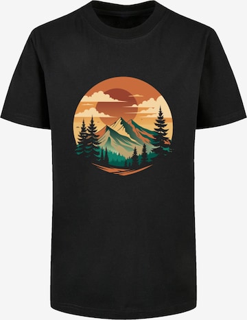 F4NT4STIC Shirt 'Sonnenuntergang Berglandschaft' in Zwart: voorkant