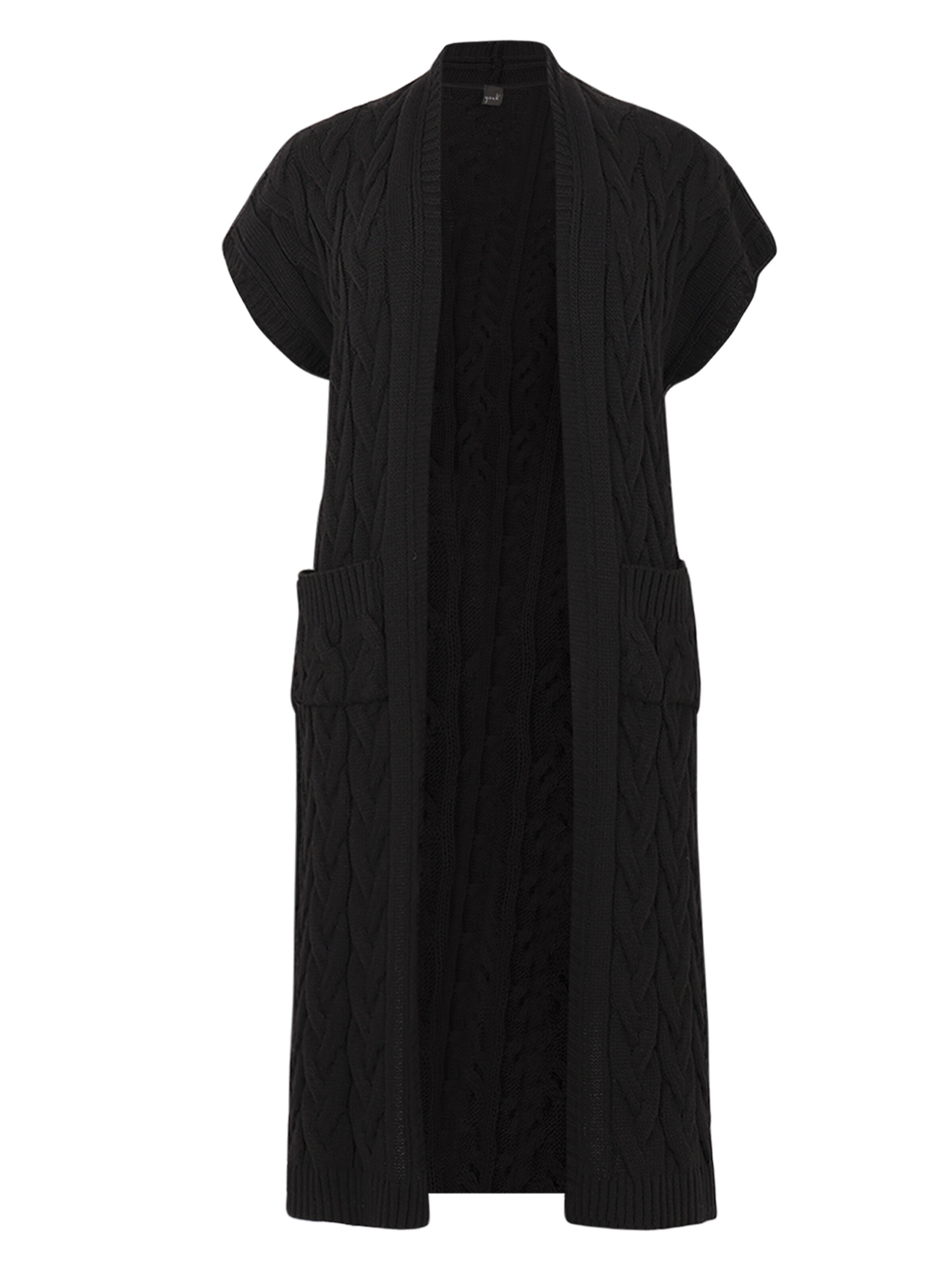 YOEK Gebreide bodywarmer in Zwart: voorkant