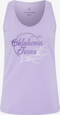 Oklahoma Jeans Top ' mit Label- und Natur-Print ' in Purple: front