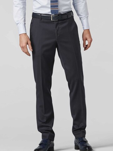 MEYER Slim fit Pleated Pants 'Bonn' in Blue: front