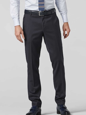 MEYER Slim fit Pleated Pants 'Bonn' in Blue: front