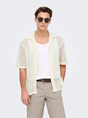 Only & Sons Comfort fit Button Up Shirt 'ONSNovak' in White: front