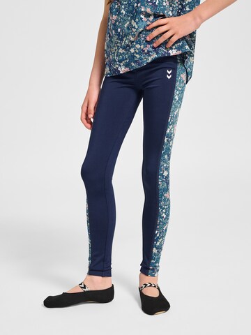 Hummel Skinny Sportbroek in Blauw: voorkant