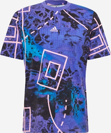 Tricou funcțional 'Throwback Allover' de la ADIDAS PERFORMANCE pe albastru: față