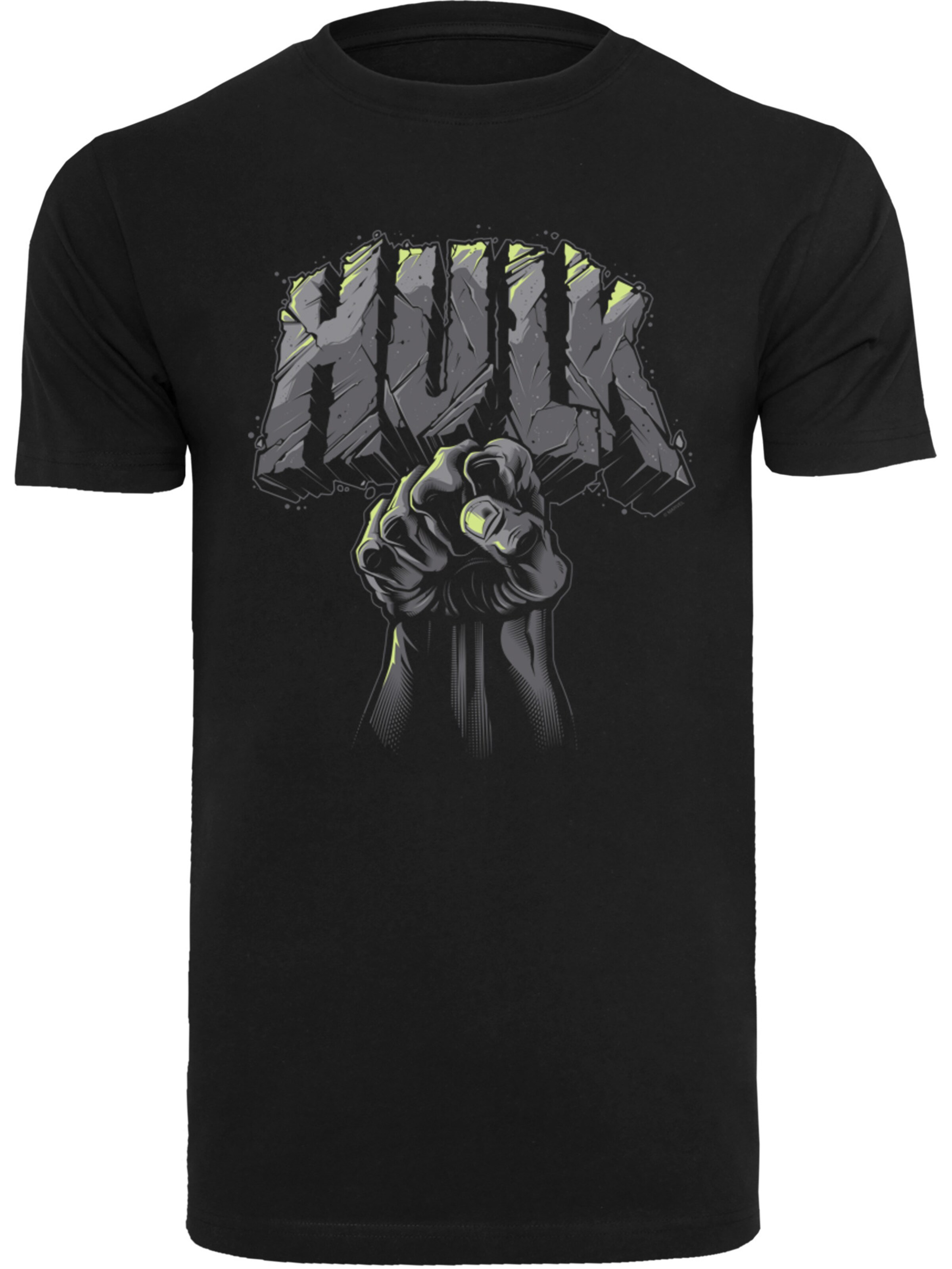 Maglietta 'Marvel Hulk Punch' di F4NT4STIC in nero: frontale