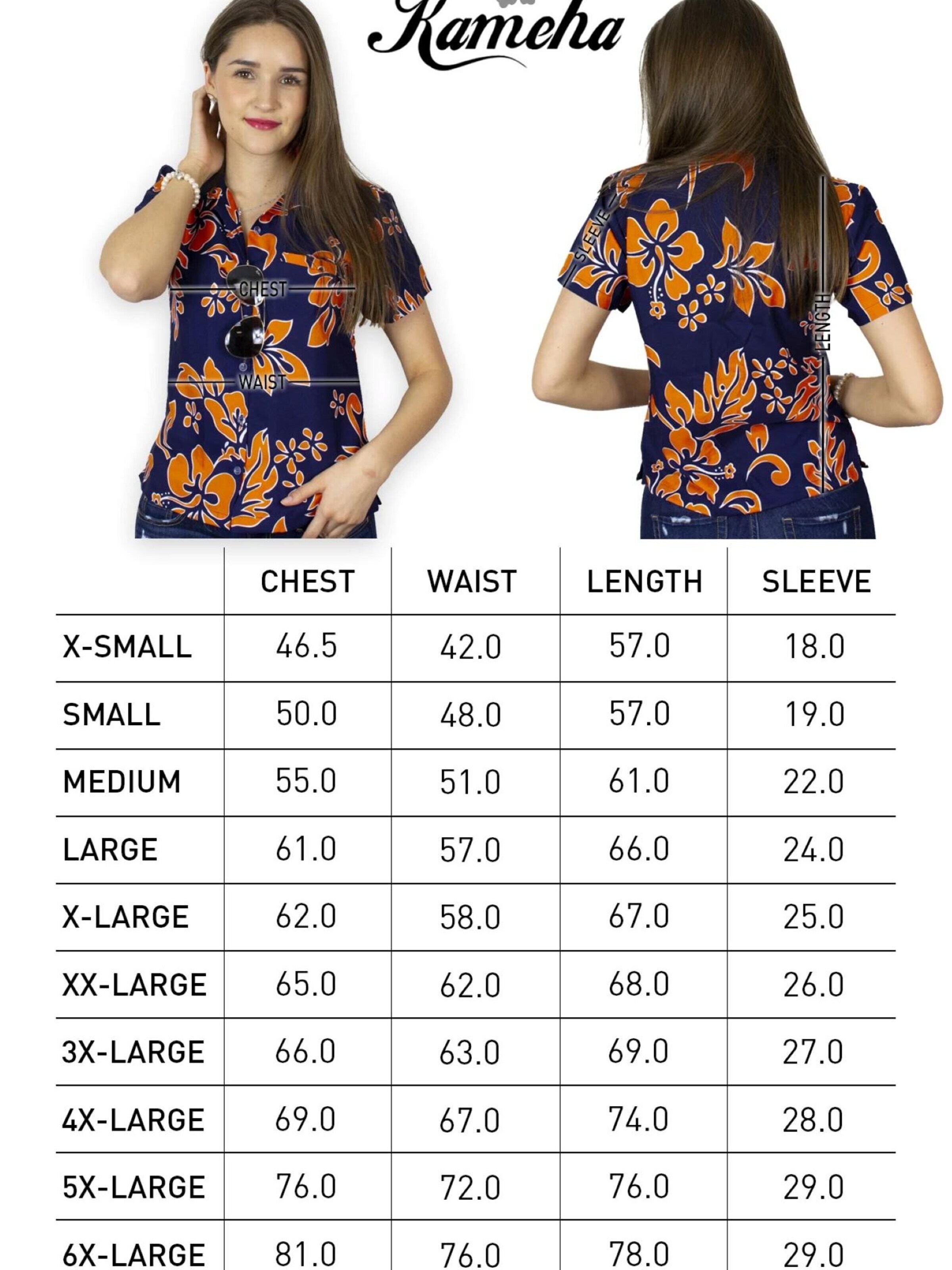 Camicia da donna 'Hibiscus Blue Line' di King Kameha in arancione