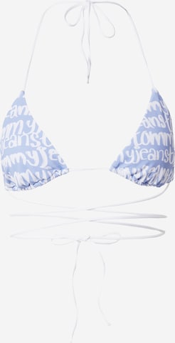 Tommy Jeans Triangel Bikinitop in Blauw: voorkant