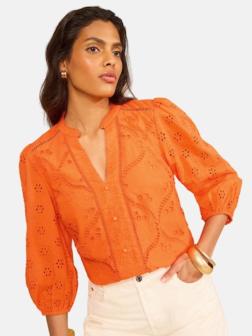 love & roses Blouse in Oranje: voorkant