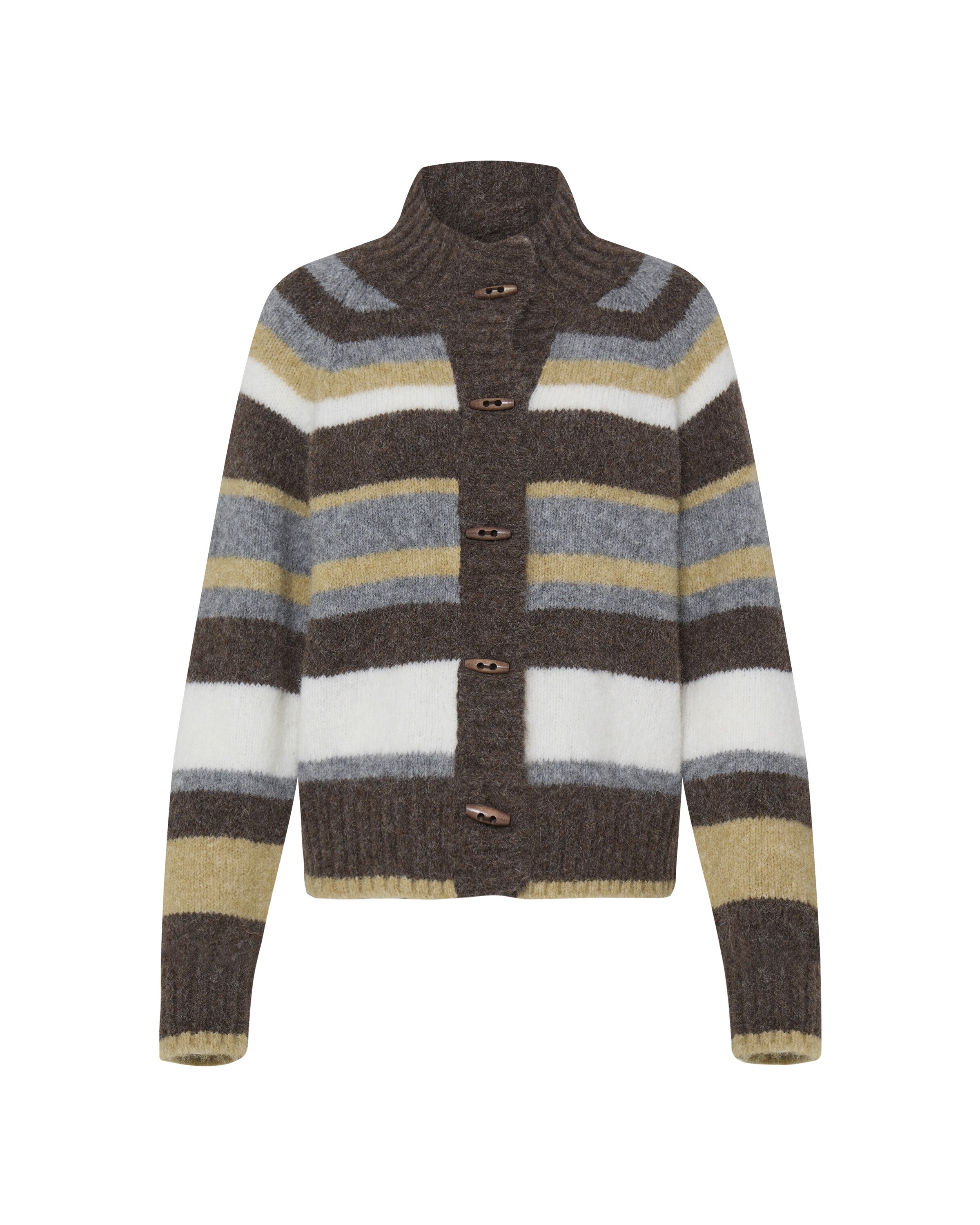 Pulz Cardigan 'GEORGIE ' i L i mørkebrun / blandingsfarvet, Produktvisning