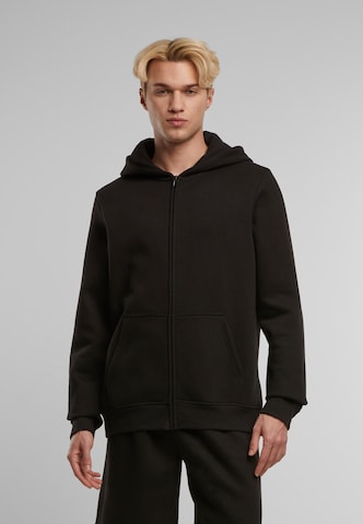 Urban Classics Zip-Up Hoodie in Black: front
