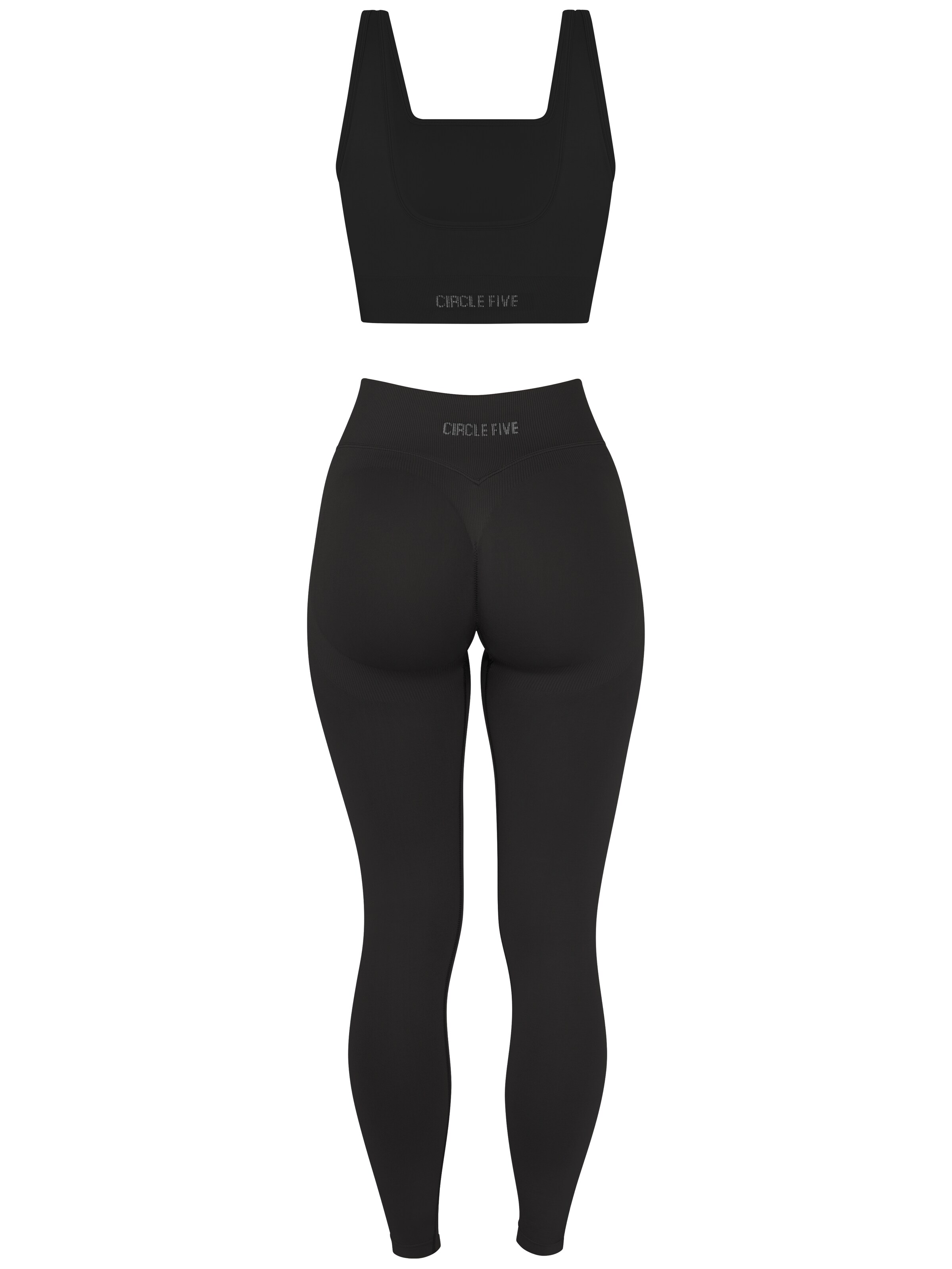 Circle Five Sportanzug 'Scrunch Shape Set (Push-Up Leggings und Medium Support Sport-BH)'‌‌‌‌‌‌‌‌‌ in Schwarz
