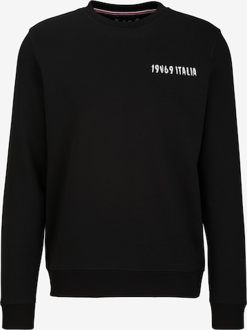 19V69 ITALIASweater majica 'Nico Logo Carrier 4' - crna boja: prednji dio