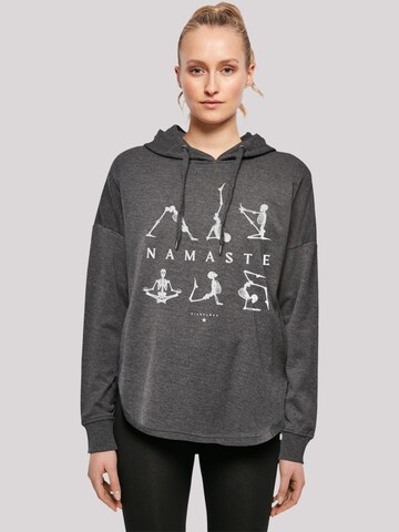 F4NT4STIC Sweatshirt 'Namaste Yoga Skelett Halloween' in Grey: front