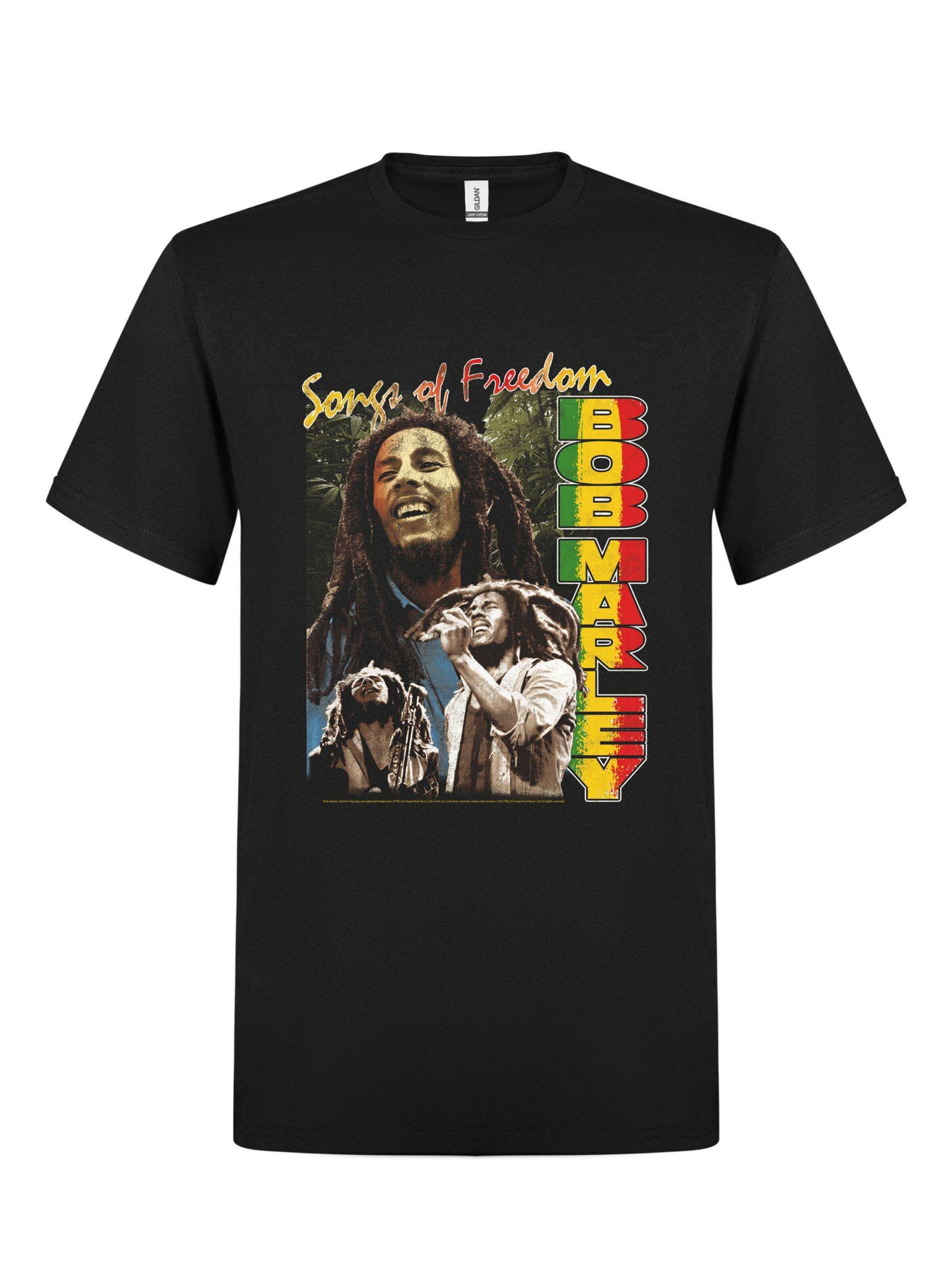 Bob Marley Shirt 'Freedom' in Black: front