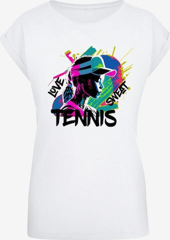 T-shirt 'Tennis Love, Sweat' Merchcode en blanc : devant