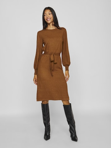 VILA Knitted dress in Brown: front