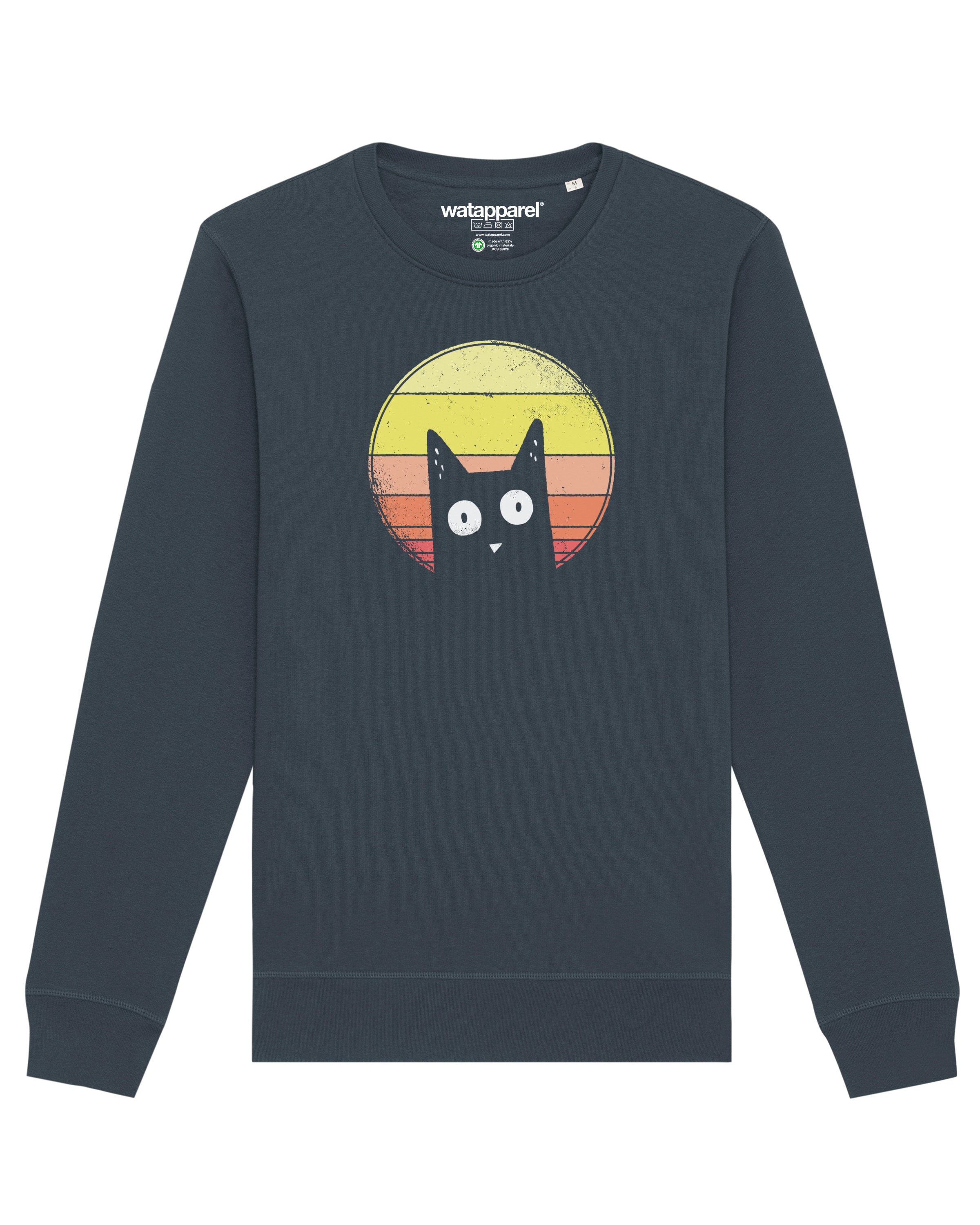 Watapparel Sweatshirt ' Sunset Cat ' in Grau: Vorderseite