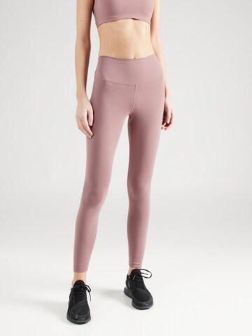 NIKE Skinny Workout Pants 'ONE' in Purple: front