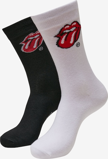 Merchcode Chaussettes 'Rolling Stones Tongue' en rouge sang / noir / blanc, Vue avec produit