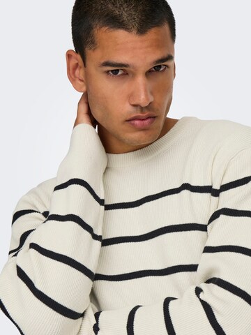 Pullover 'ONSPHIL' di Only & Sons in bianco
