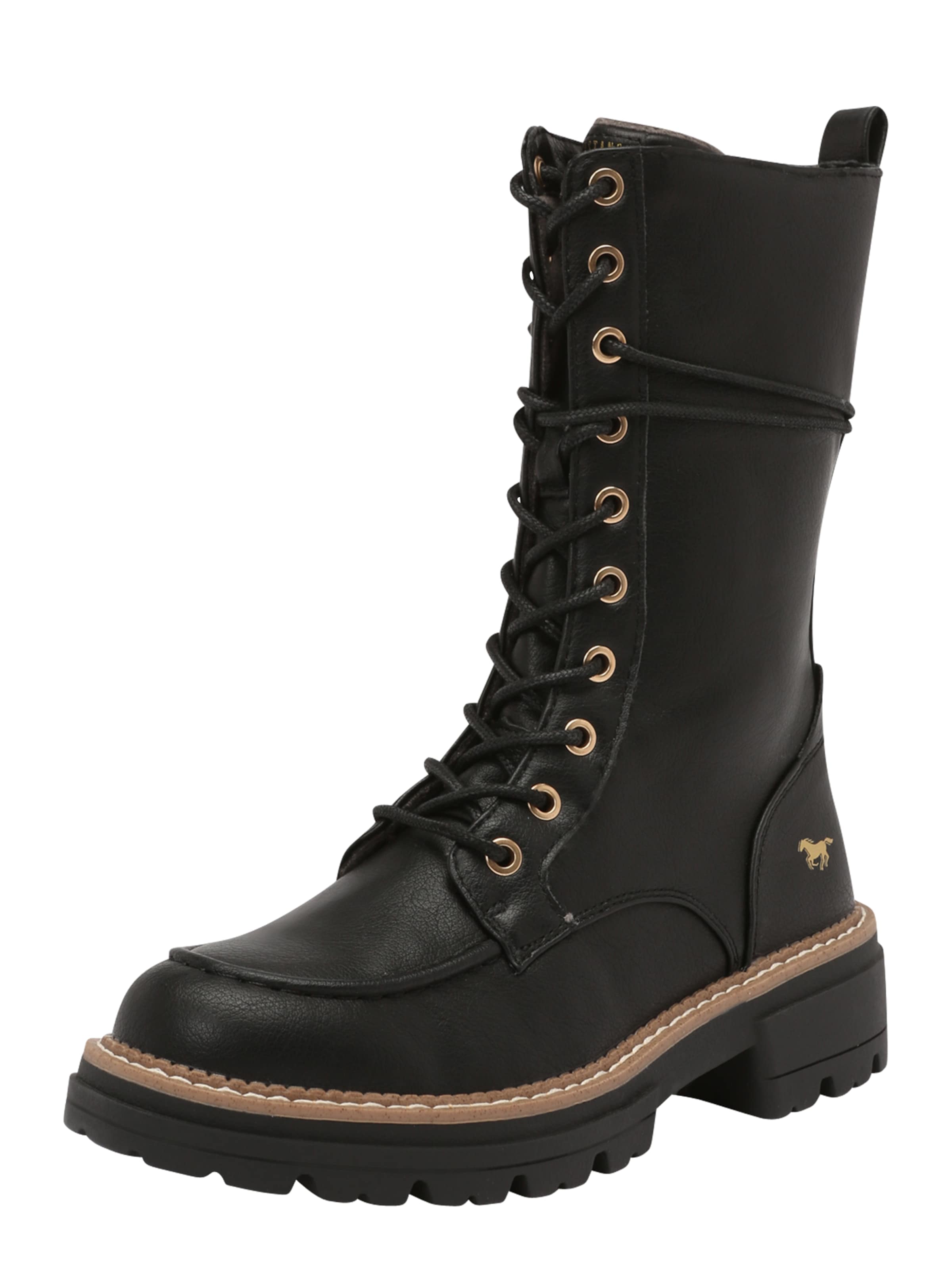 MUSTANG Veterlaarsjes in Zwart: voorkant