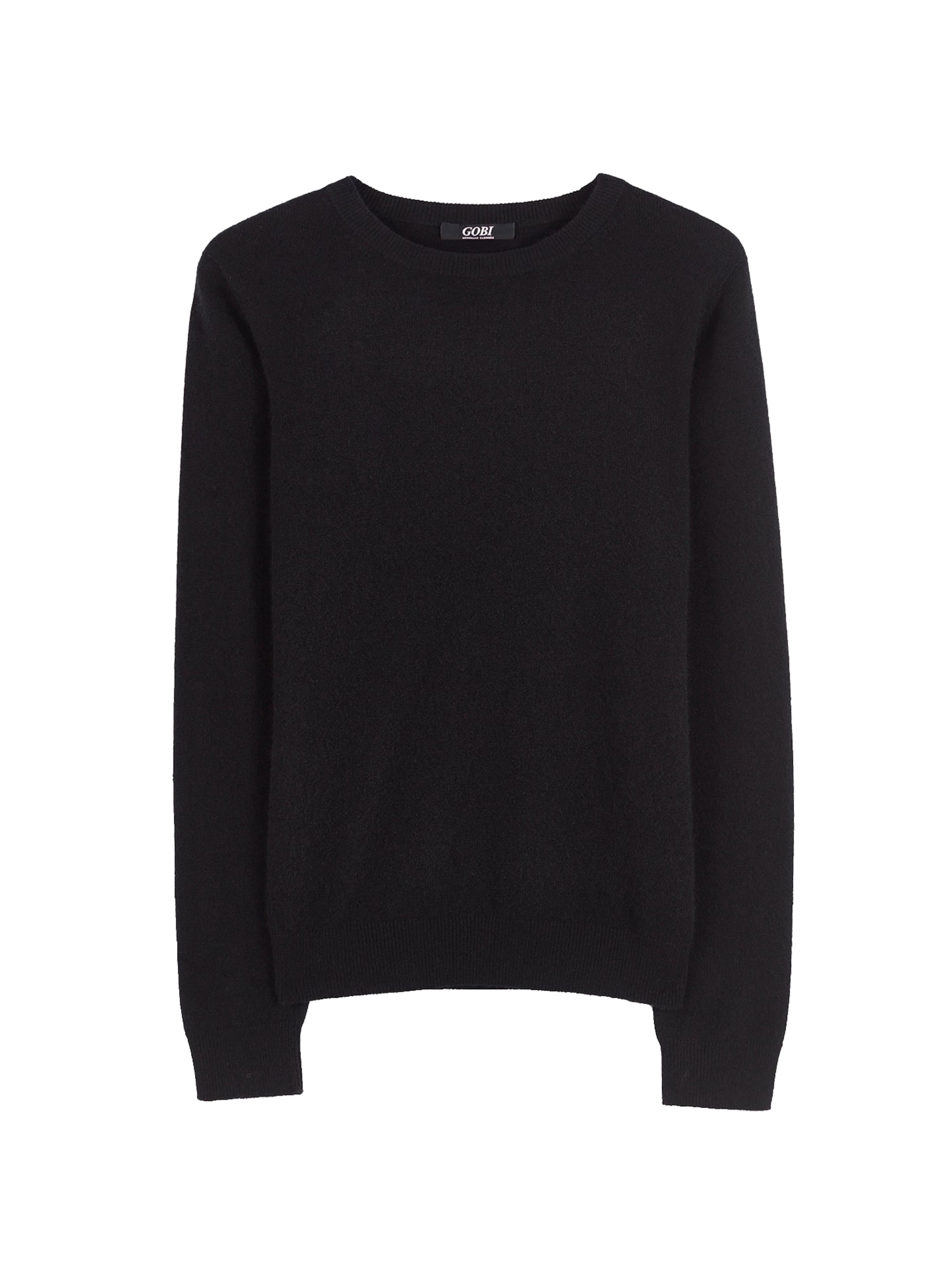 GOBI Cashmere Trui 'Women's Essential Cashmere Crewneck Sweater' in Zwart: voorkant
