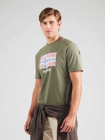 NAPAPIJRI - Camiseta 'S-DRAPEAU' en verde: frente