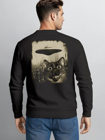 Neverless Sweatshirt 'Katze Alien Ufo' in Black