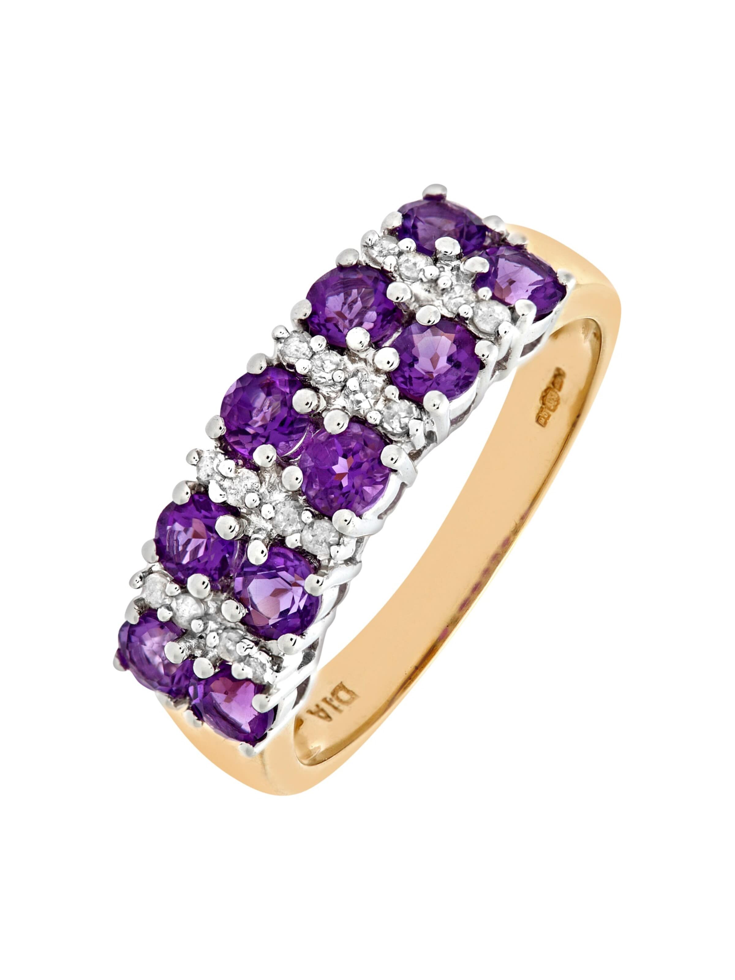 DIAMANT LETERNEL Ring 'Ring aus 375 Gelbgold mit Diamant mit Amethyst' in Gold