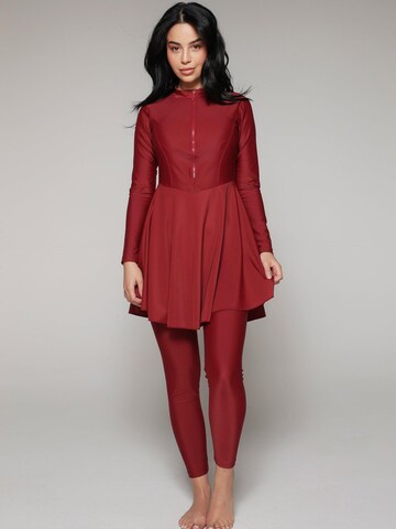 SIYA Swimwear High neck Swimsuit 'East – Burkini/Modest' in Red: front