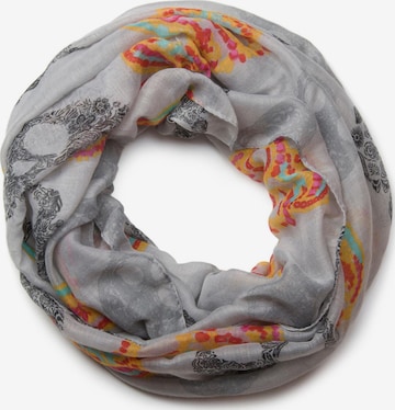 styleBREAKER Loop scarf 'Loop mit Sugar Skull Totenkopf Print' in Grey: front