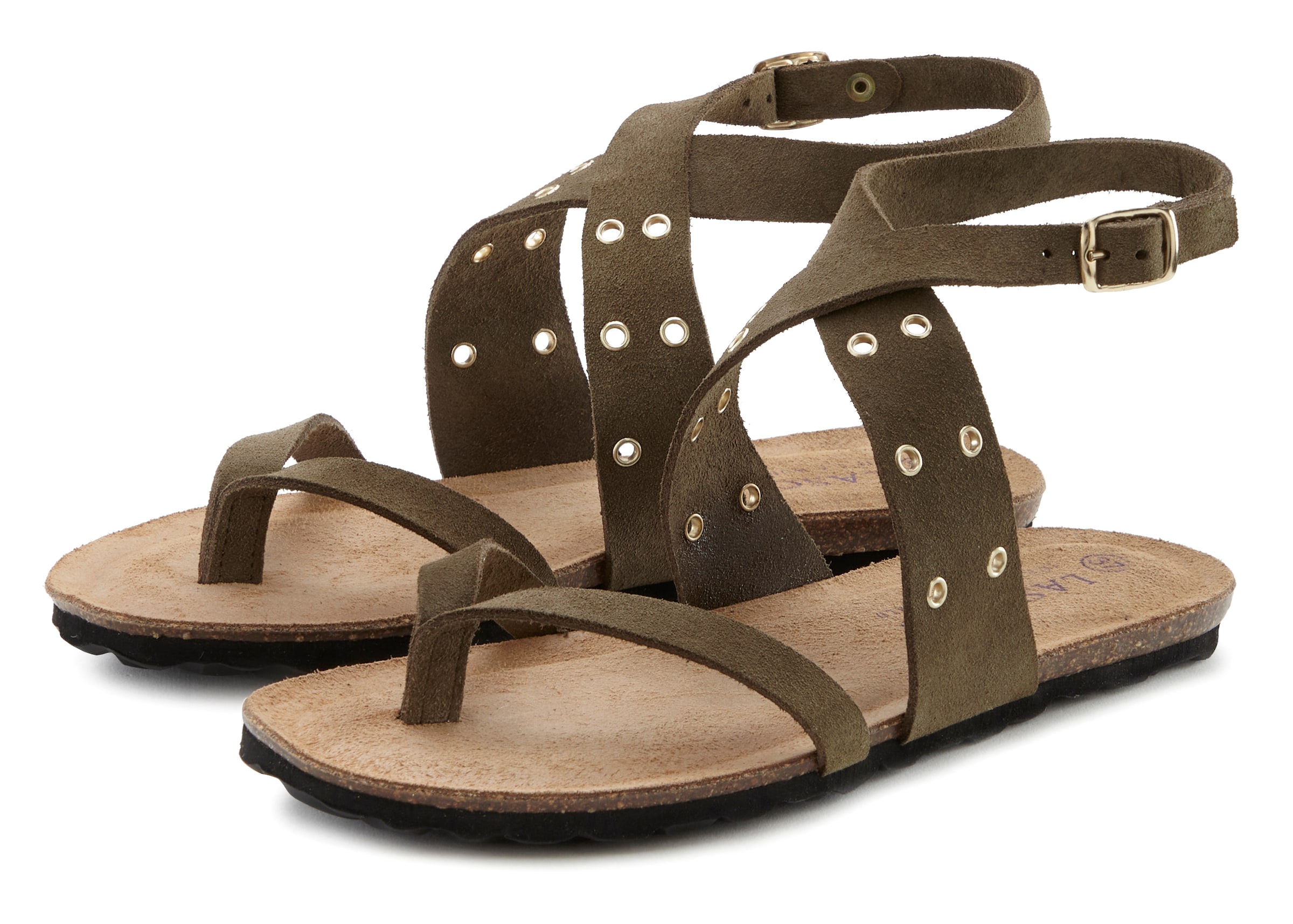 LASCANA T-bar sandals in Green