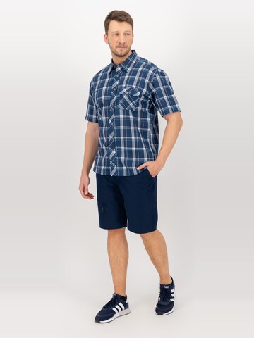 Coupe regular Chemise 'Outdoorhemd Copper Herren Kurzarmhemd kariert große Größen' deproc en bleu
