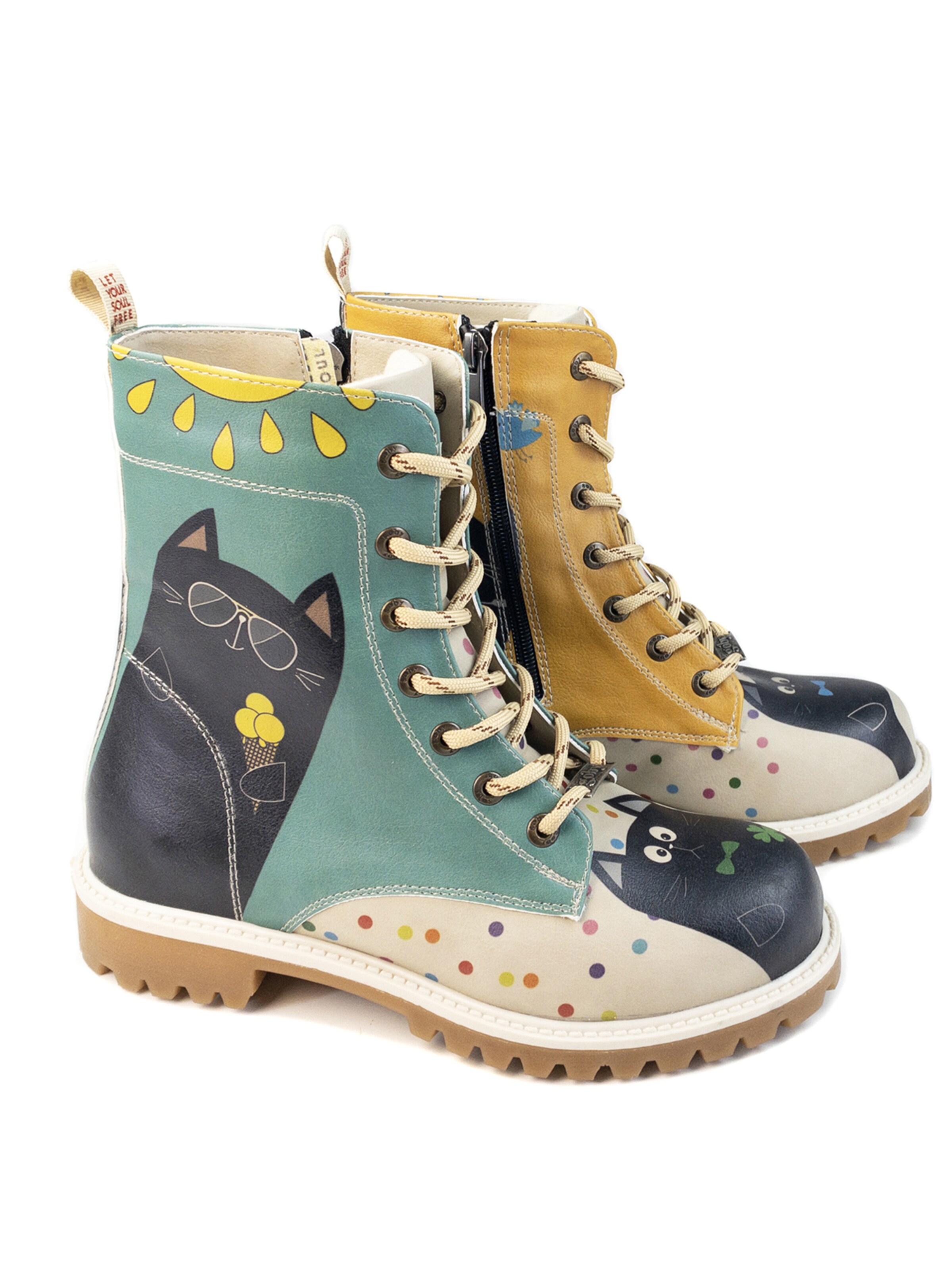 Goby - Botas con cordones 'Women's shoes Goby Ankle boots TFB1006 with cats' en Mezcla de colores