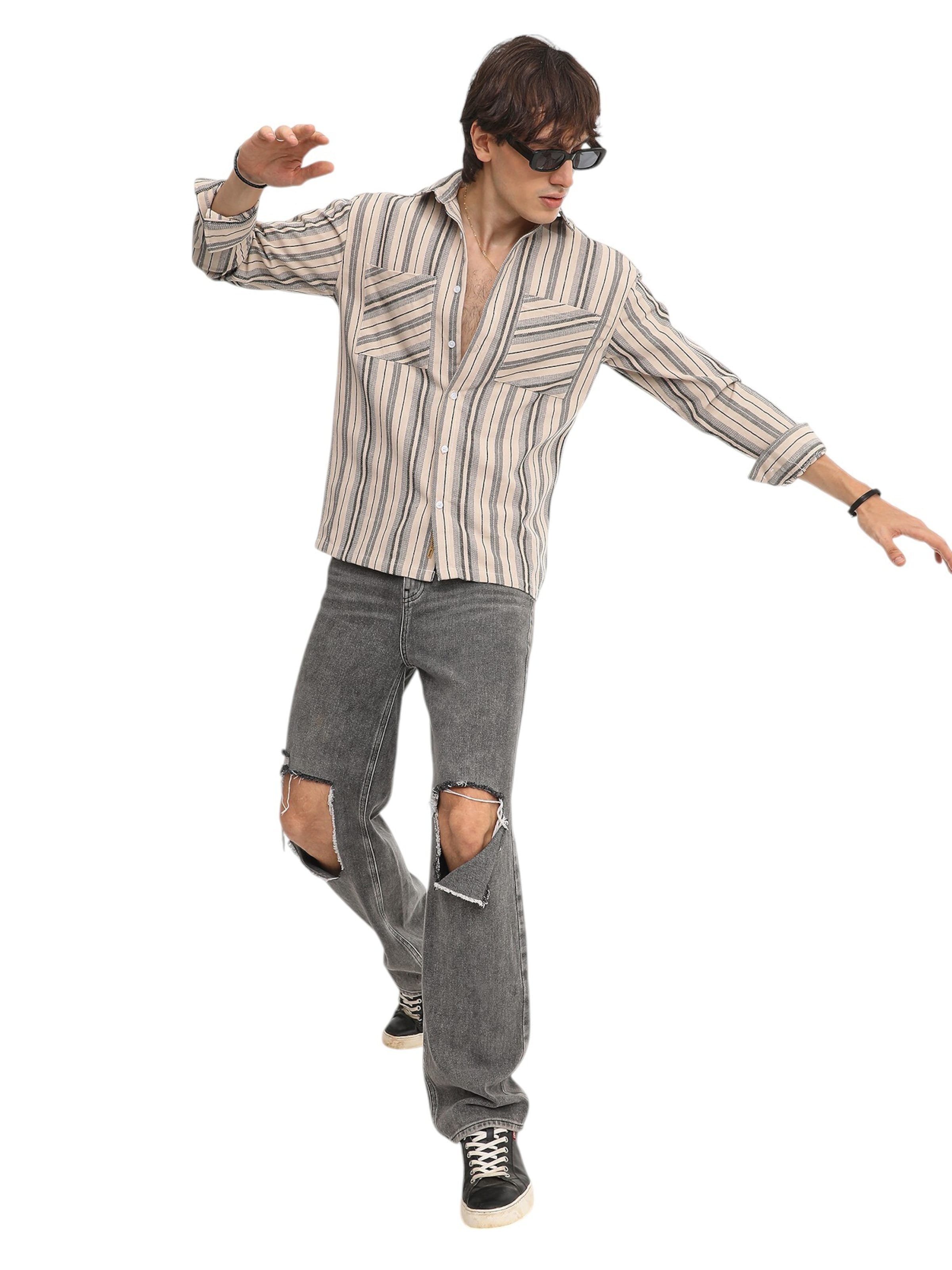 Campus Sutra Comfort Fit Πουκάμισο 'Zibiah' σε μπεζ