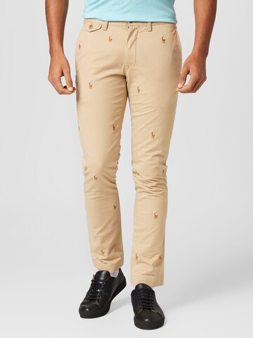 Coupe slim Pantalon chino 'BEDFORD' Polo Ralph Lauren en marron : devant