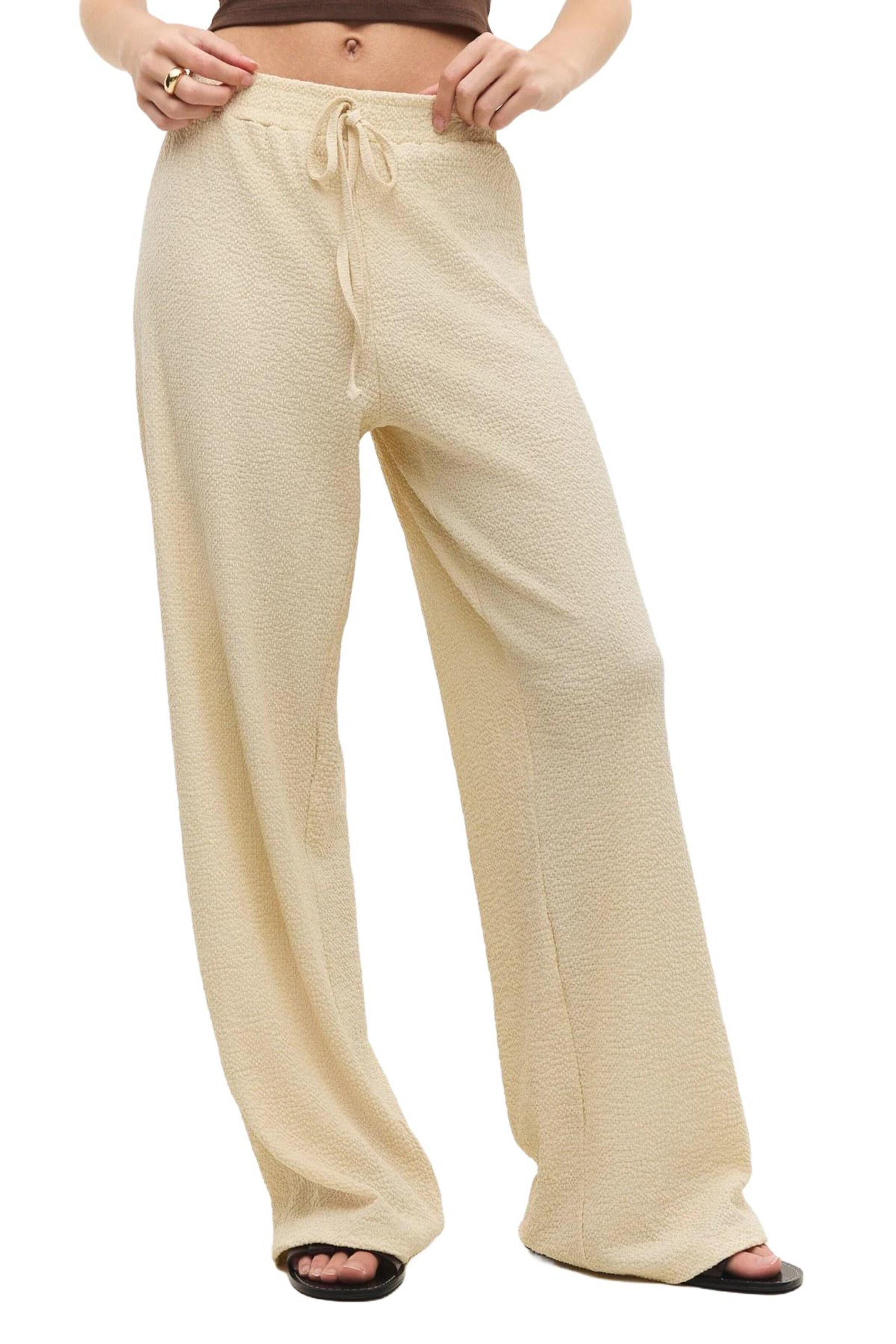 No Matter What Wide leg Trousers in Beige: front