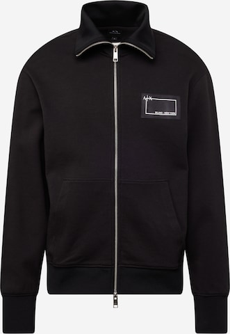 ARMANI EXCHANGE Zip-Up Hoodie in Black: front