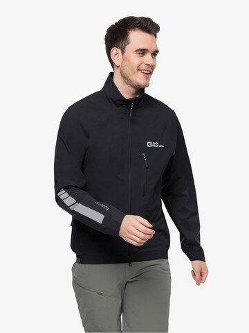 JACK WOLFSKIN Athletic Jacket in Black: front