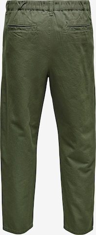 Only & Sons Regular Pleat-Front Pants 'Dew' in Green