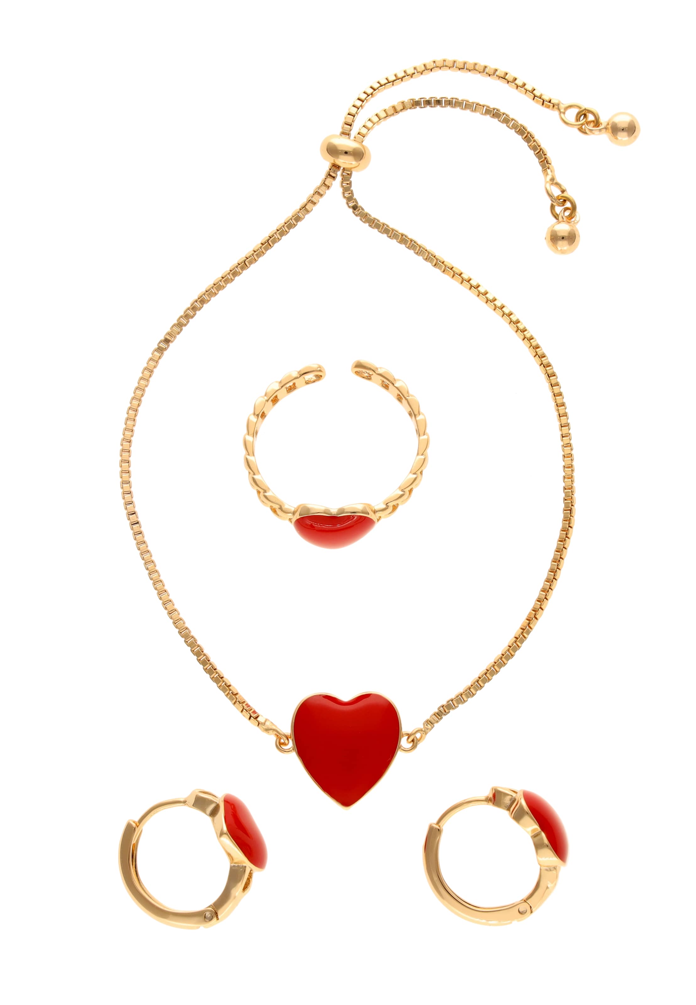 MYMO - Conjunto de joyería en rojo: frente