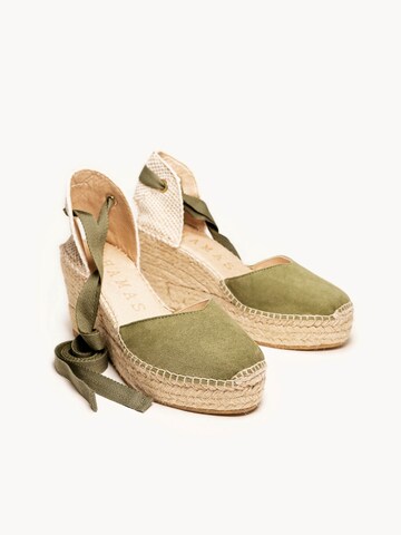 Alhamas - Sandalias 'Alpargata Cuña 8 cm' en verde