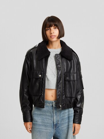 Bershka Between-season jacket in Black: front